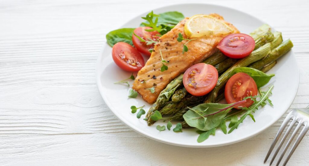 Baked salmon option for integrative health for athletes diet