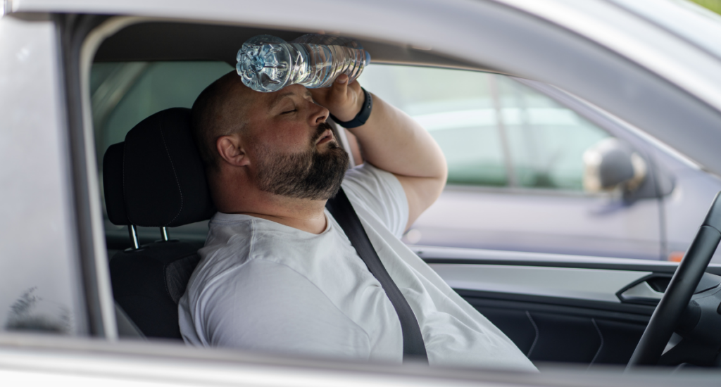 Man Experiencing Dehydration in His Car